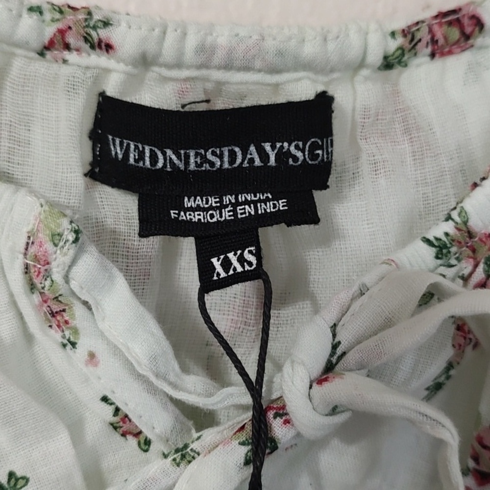Asos Wednesday's Girl Midi Milkmaid Tea White Floral Dress Size XXS - Picture 7 of 8